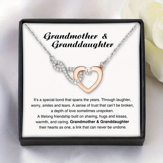 Heart Necklace Interlocking Infinite Symbol Zircon Grandma And Granddaughter