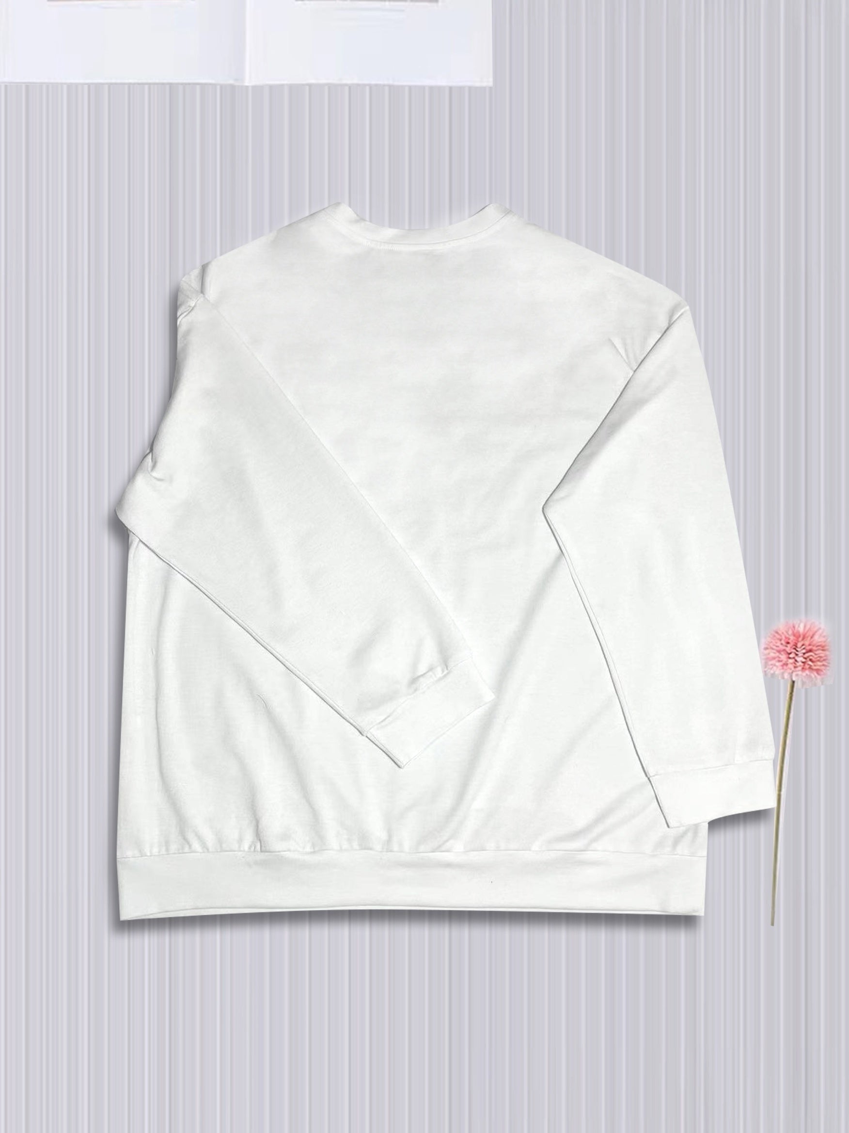 Heart Print Crew Neck Sweatshirt for Fall & Winter