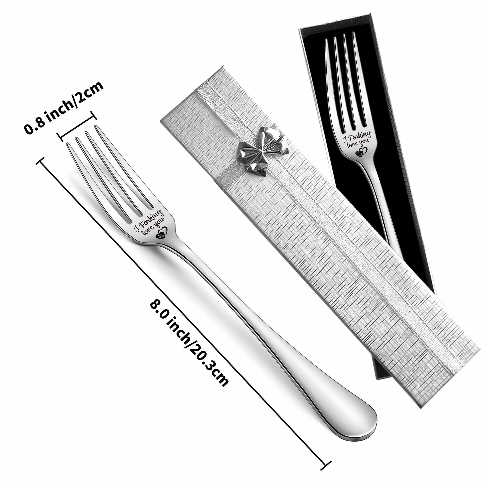 2pcs i Forking Love You 8in Dinner Forks Stainless Steel Cutlery Set