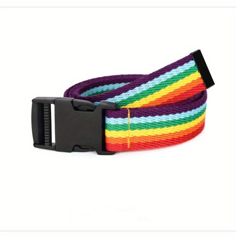 Rainbow Canvas Belt Double Ring Block Belt