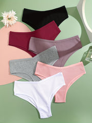6pcs Ribbed Panties Stretchy Intimates Women's Lingerie