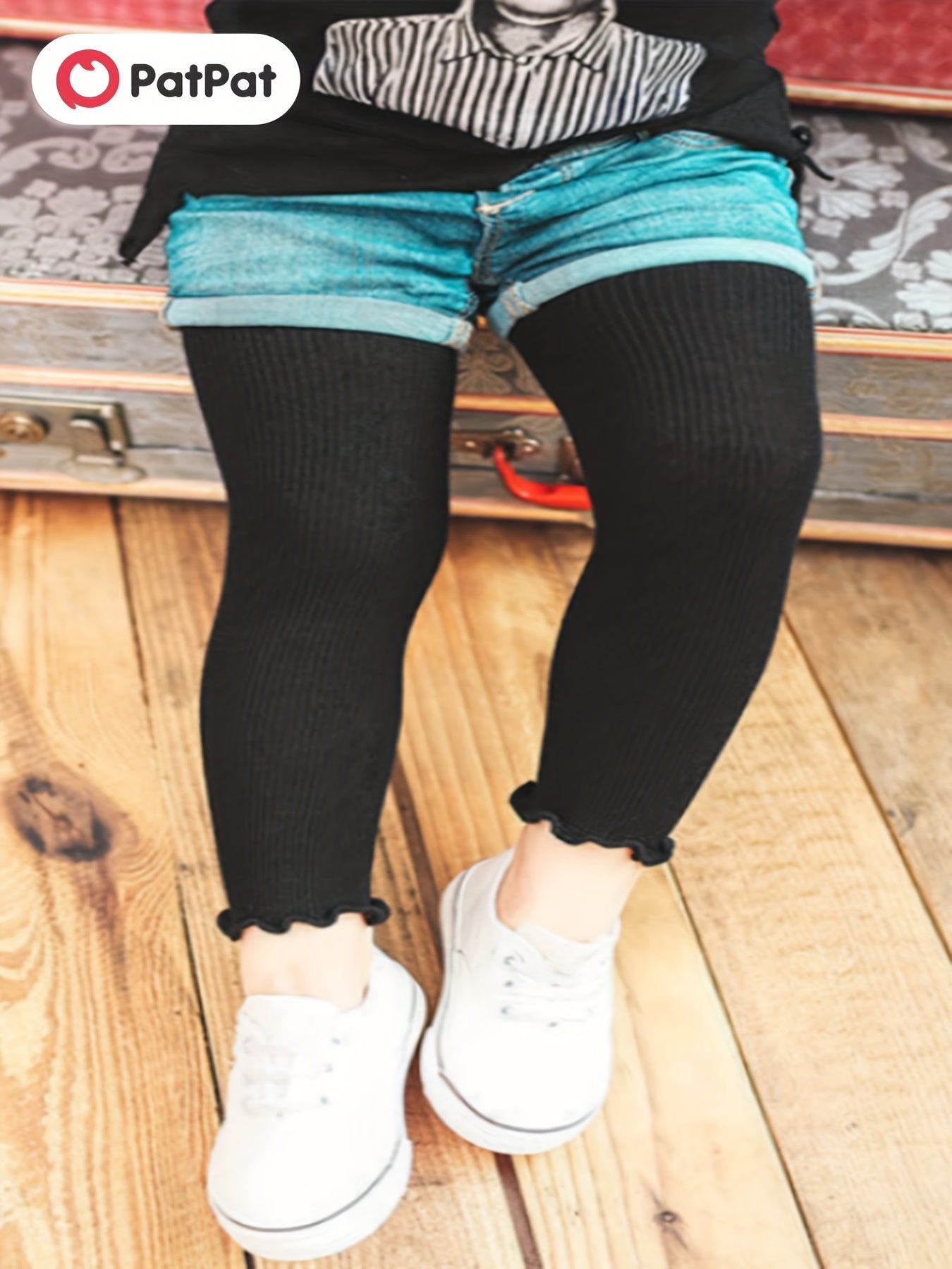 Girls Frill Edges Stretch Legging Pants Skinny Fit Footless Legging Bottoms
