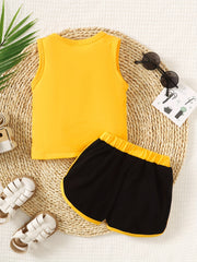Baby Boys KING Print Tank Top & Block Shorts Set Summer