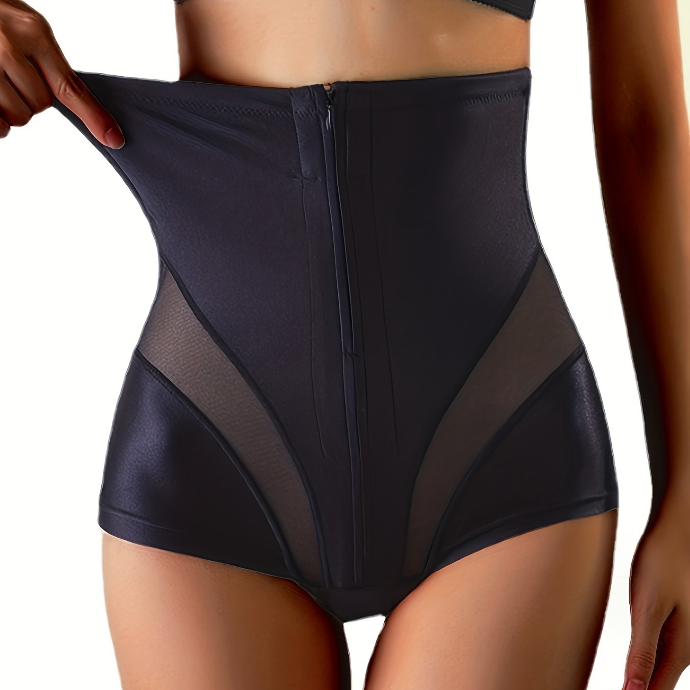 Mesh Shaping Panties Tummy Control Butt Lifting Zipper Panties