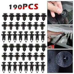 190 Pcs Car Plastic Rivet Fastener Kit for Trim Bumpers & Fenders