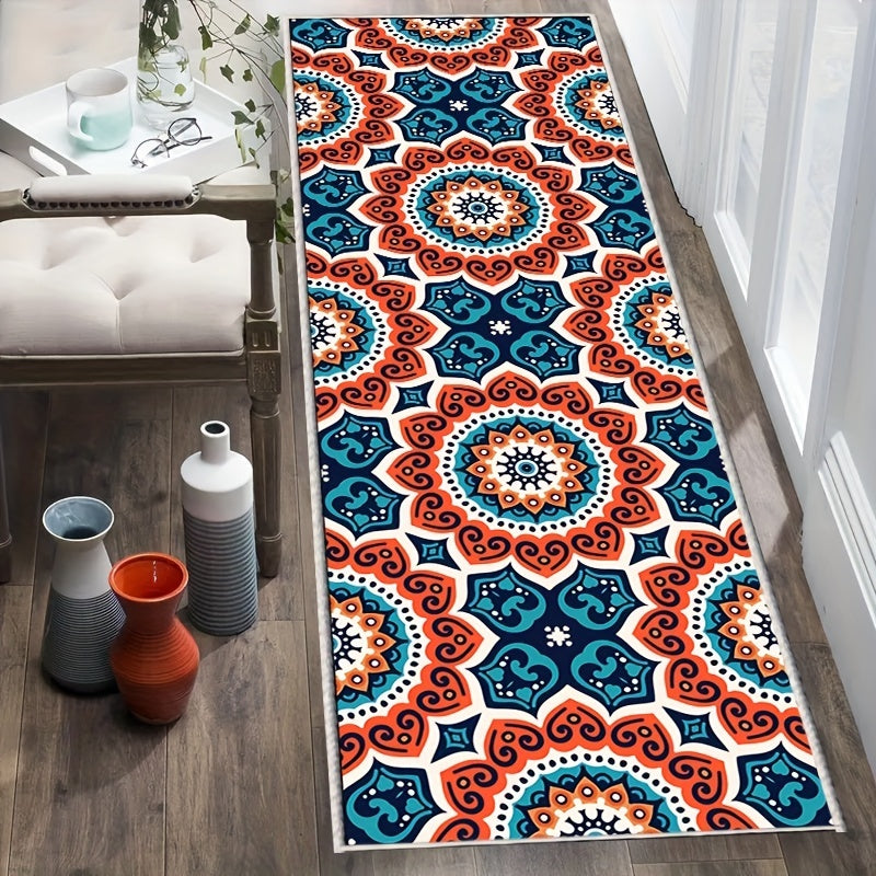 Boho Floral Runner Rug Soft Non Slip Washable Carpet for Hall Living Room