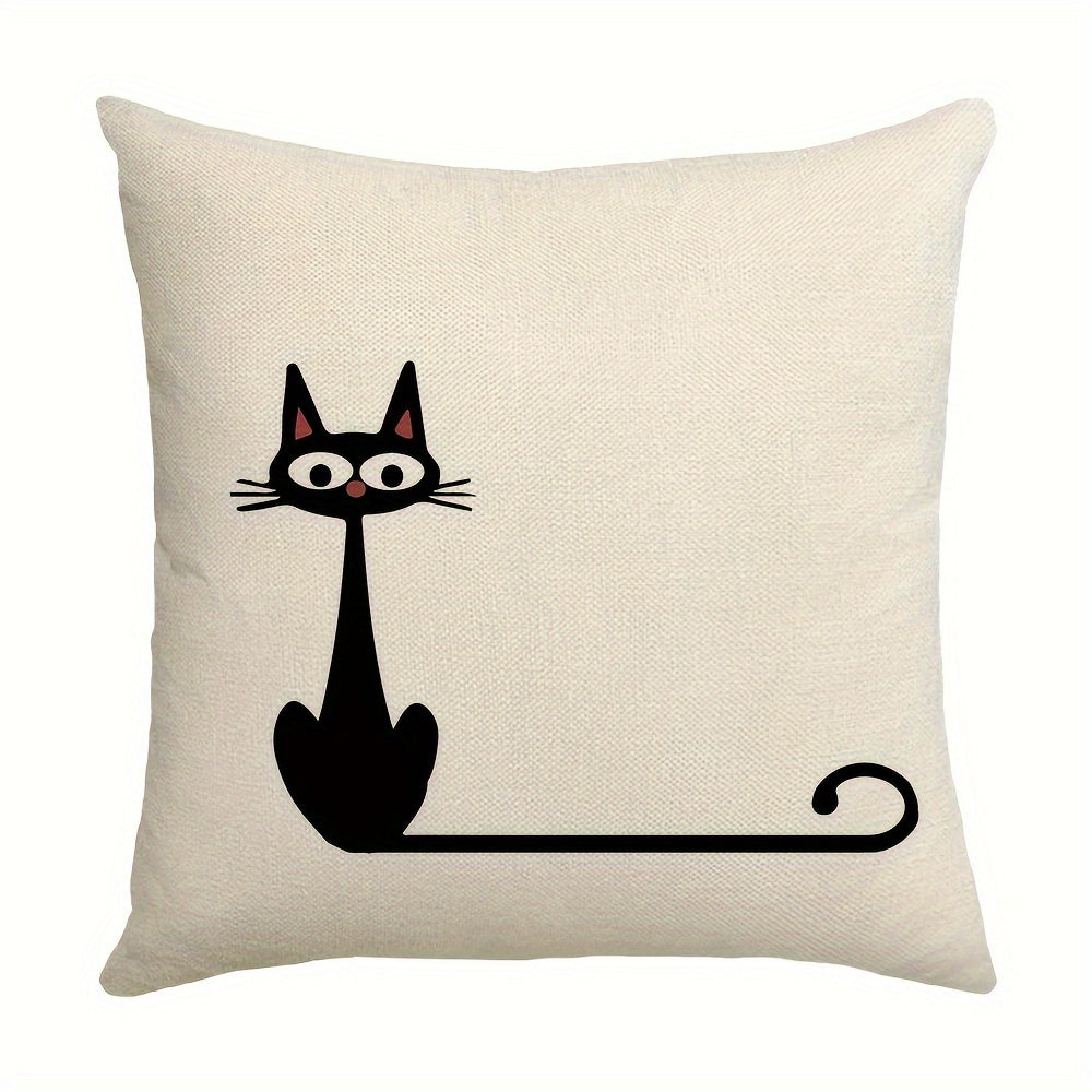 Line Cat Printed Throw Pillow Cover Home Decor