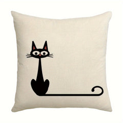 Line Cat Printed Throw Pillow Cover Home Decor