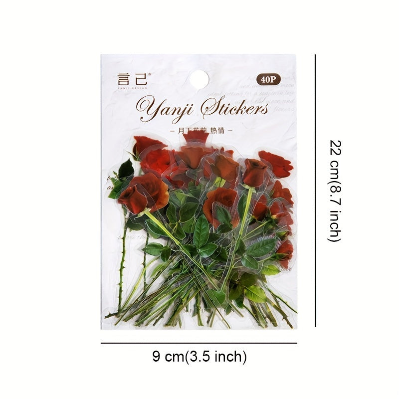 Vintage Plants Flowers Leaves Transparent Stickers Nature Floral Stickers