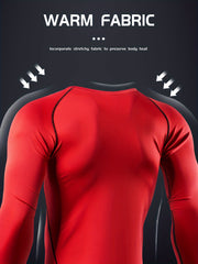 Men's Letter Print Compression Shirt Long Sleeve Athletic Baselayer