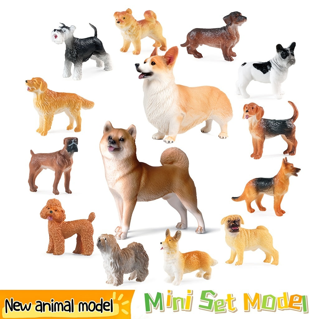 12pcs Mini Puppy Golden Shiba Inu Toy Doll Eco friendly Plastic Ornament