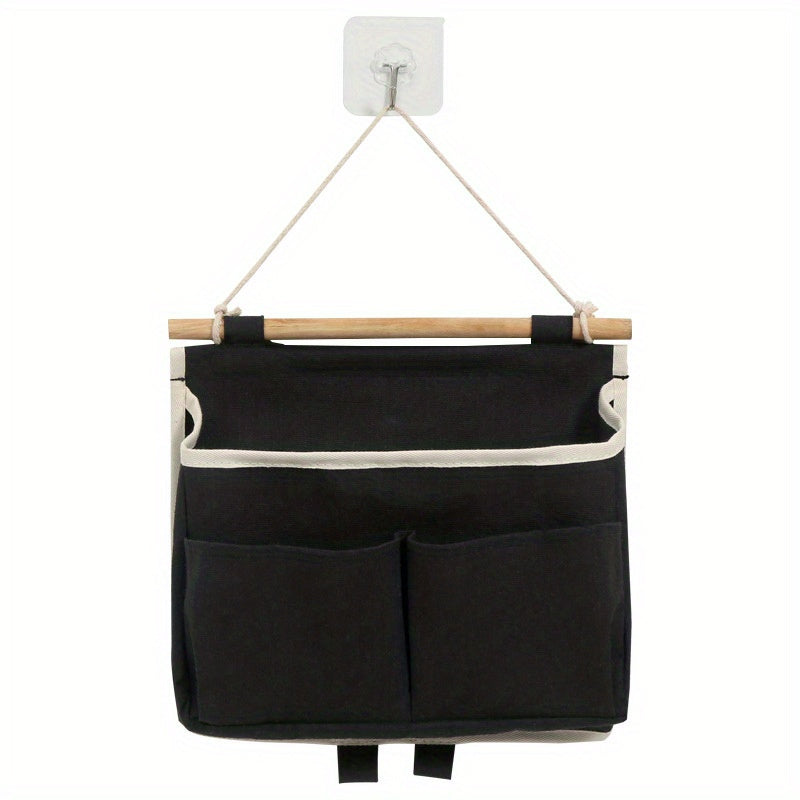 1PC Wall Mounted Ramie Cotton Hanging Bag for Home Storage