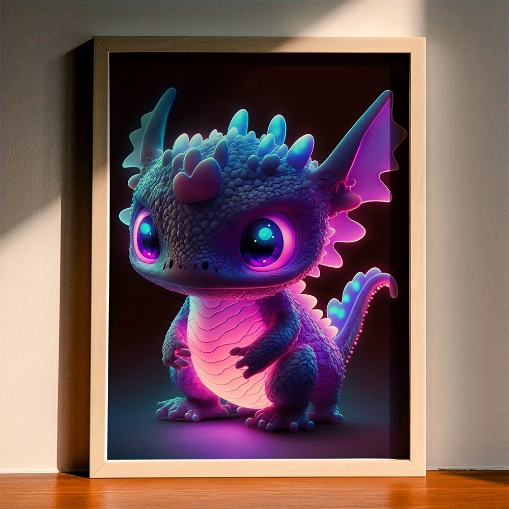 Modern Art Neon Baby Dragon Wall Sticker For Kids Room Decor
