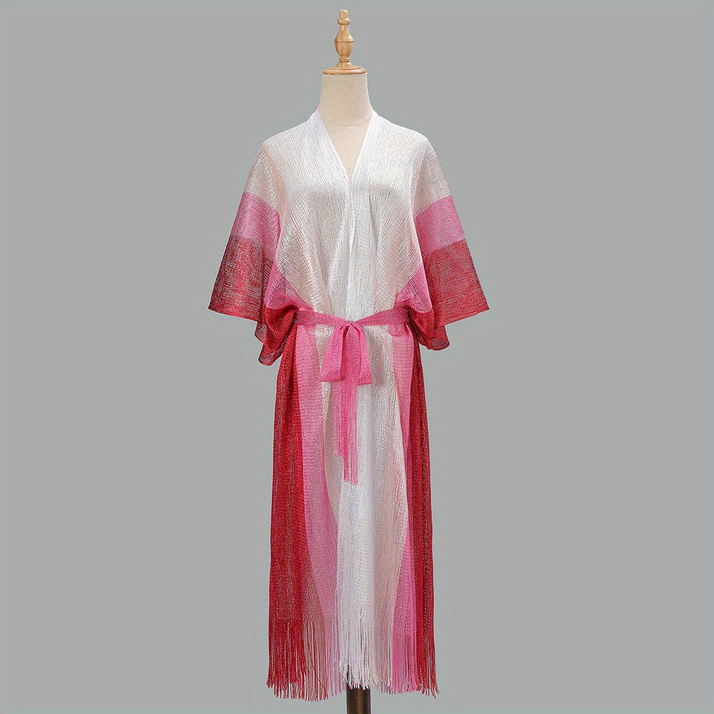 Gradient Block Large Shawl Bikini Swimsuit Sunscreen Cover Up