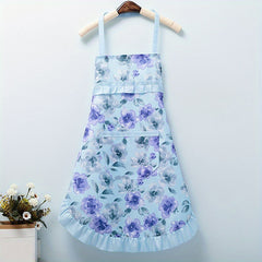 Polyester Flower Apron, Adjustable Halter, Pockets for Various Uses