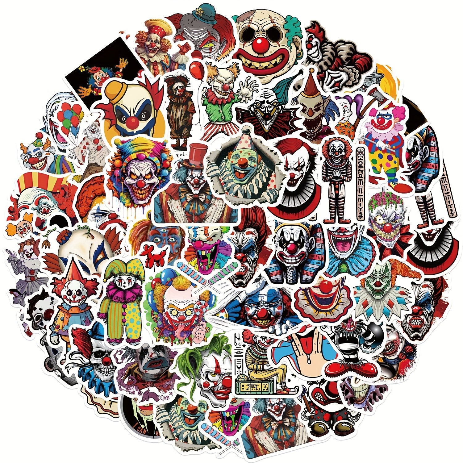 50pcs Horror Joker Vinyl Stickers for Water Bottles Laptops Mobile Phone