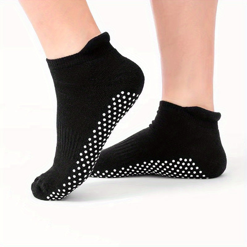 Solid Towel Bottom Yoga Socks Low Cut Non Slip Socks In Pilates Ballet Barre