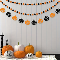 Halloween Pull Flag Banner Spider Bat Fur Ball Garland Pull Flag