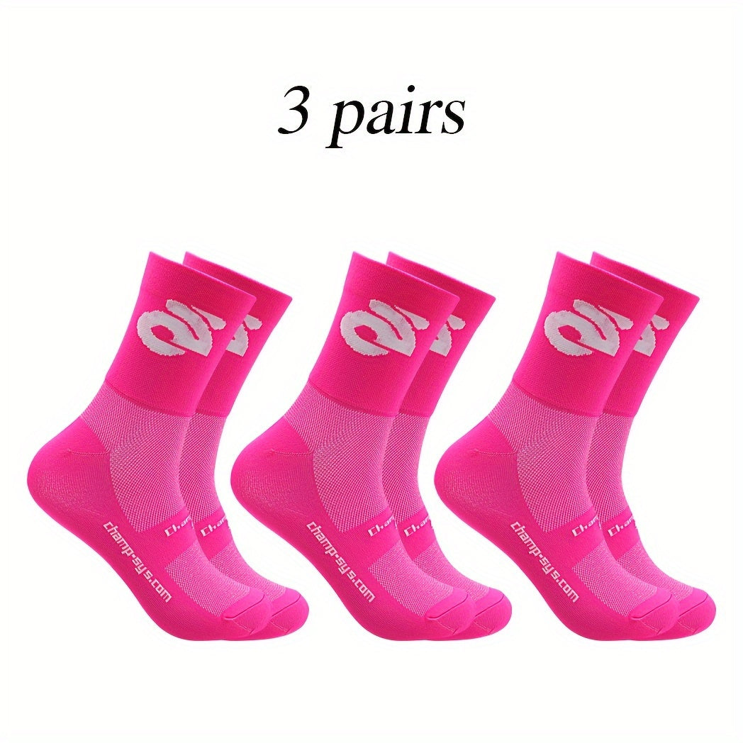 Men's 3-Pack Mid Crew Sport Socks Nylon Blend Breathable for Training
