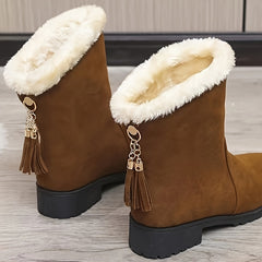 Women's Winter Thick Heel Warm Snow Boots Comfortable Solid Boots