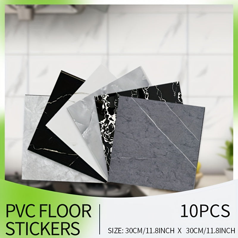 10pcs Marble Floor Stickers Waterproof Bathroom Decals 30