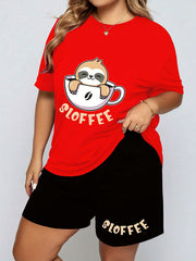 Sloth & Letter Print Pajama Set