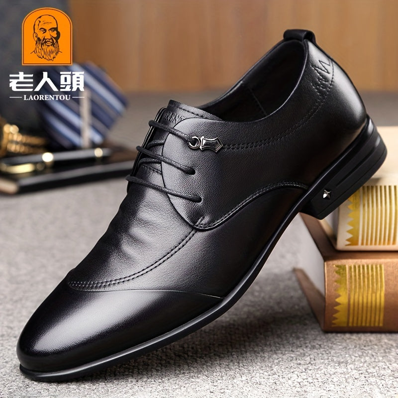 LAORENTOU Men's Leather Lace Up Shoes Lightweight Formal Shoes