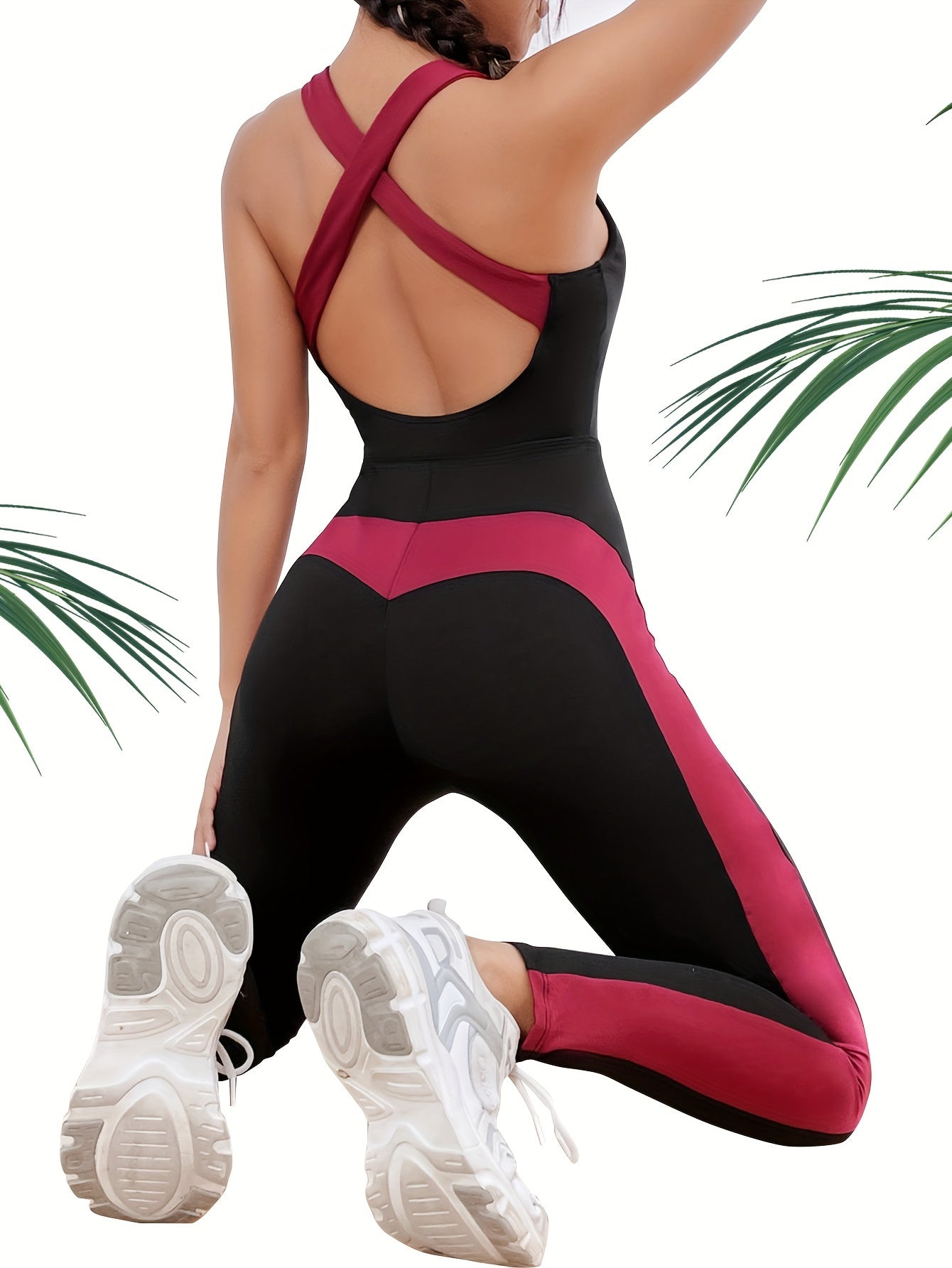 Criss Cross Yoga Jumpsuit Fitness Gym Activewear