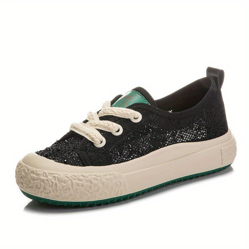 Women's Mesh Breathable Flat Shoes Shallow Mouth Casual Versatile Thick Bottom