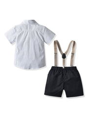 Boys Gentleman Outfit Button Bowtie Shirt & Shorts Set