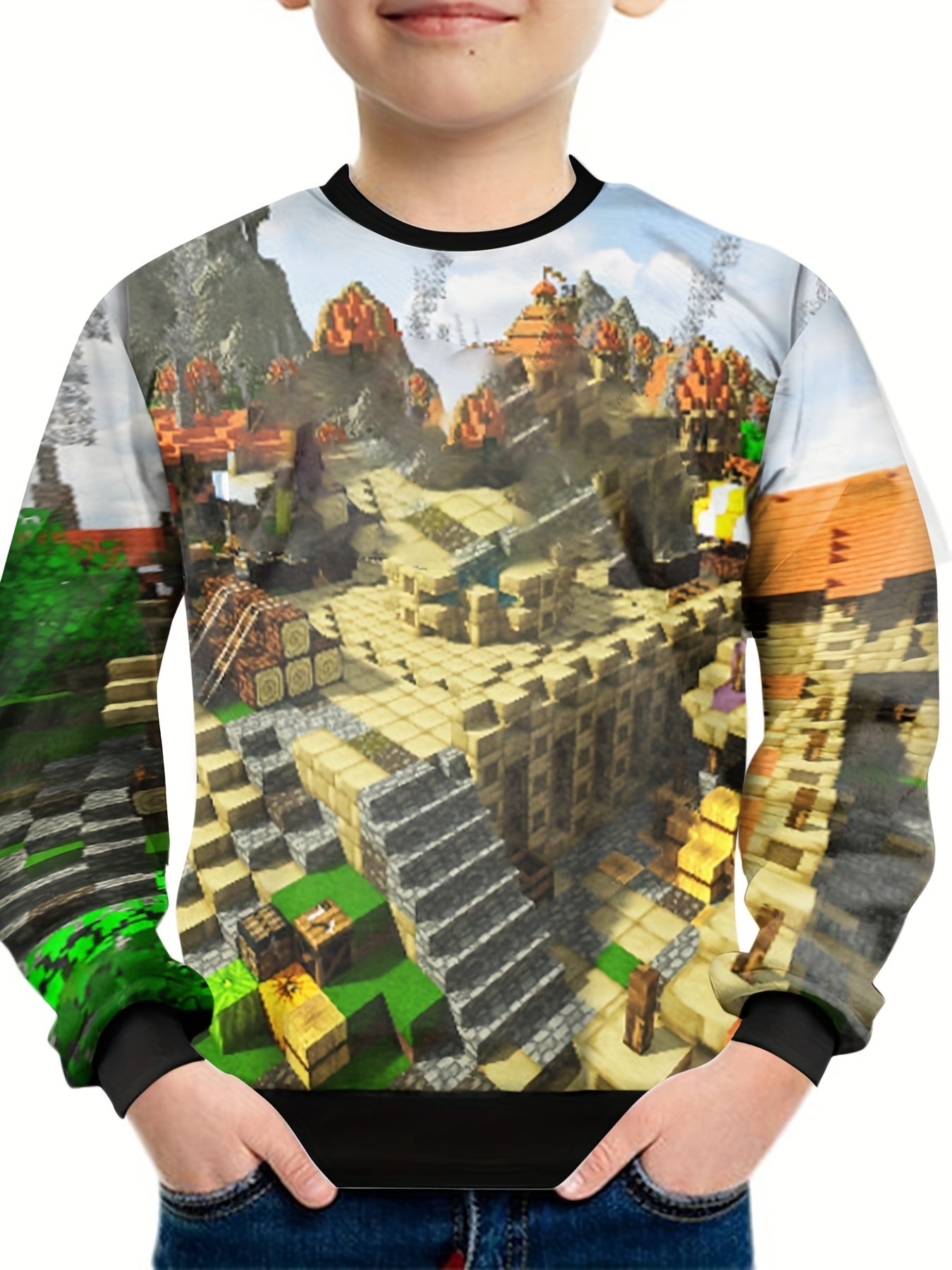 Teens 3D Game Battle Scene Print Sweatshirt Kids Casual Pullover