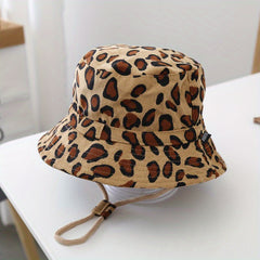Warm Leopard Print Children's Fisherman Hat for Outdoor Travel