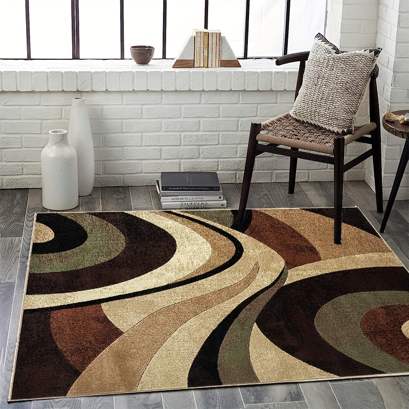 Dark Red Corrugated Loom Carpet Soft Rug