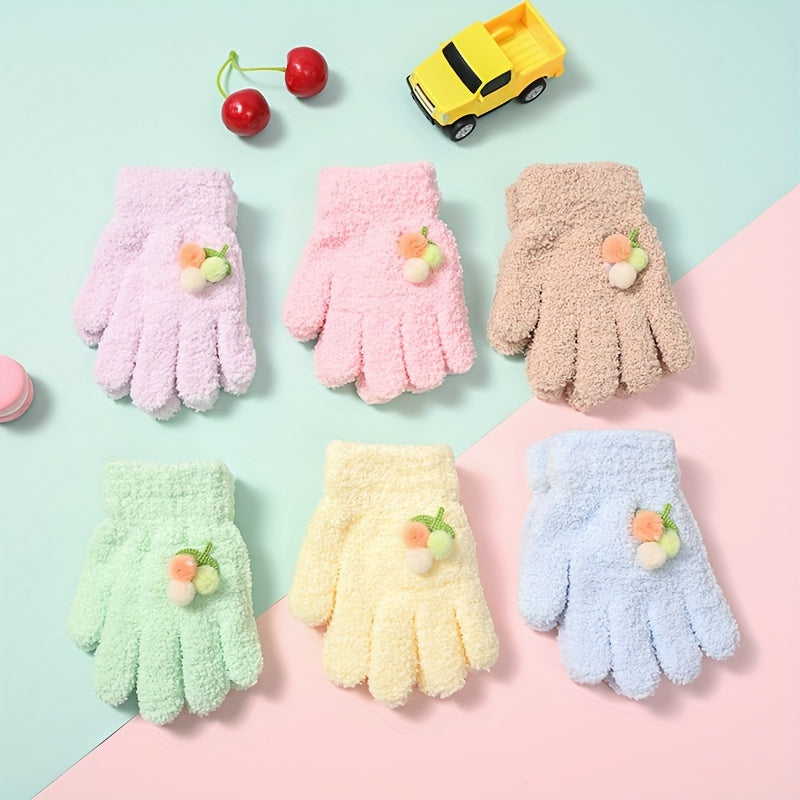 Children's Winter Knitted Gloves Cartoon Full Finger Gloves