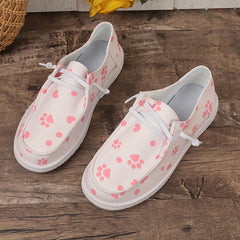 Cartoon Pattern Women's Skate Shoes - Hearts & Dog Paws