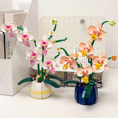 1000pcs Orchid Building Blocks Set DIY Orchid Pots and Bricks