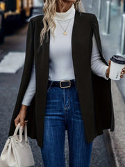 Solid Cape Blazer Open Front Split Sleeve Outerwear