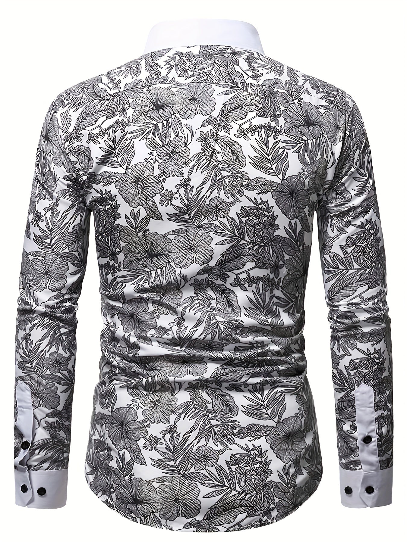 Flower Print Men s Casual Long Sleeve Shirt