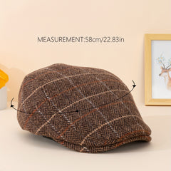 British Plaid Flat Cap for Autumn and Winter Unisex