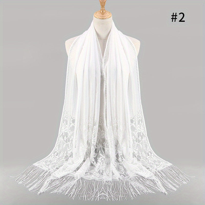 Flower Hollow Shawl Lace Shawl Solid Scarf Hijab Women Wrap