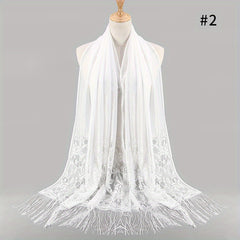 Flower Hollow Shawl Lace Shawl Solid Scarf Hijab Women Wrap