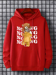 Teddy Bear Print Hoodie For Men