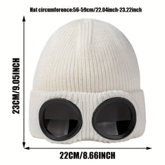 Unisex Knitted Glasses Hats Ear Protection Velvet Windproof Ski Hat