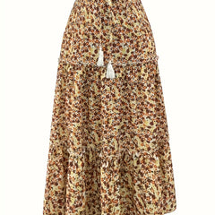 Boho Skirt Women's Plus Ditsy Floral Print Maxi Skirt