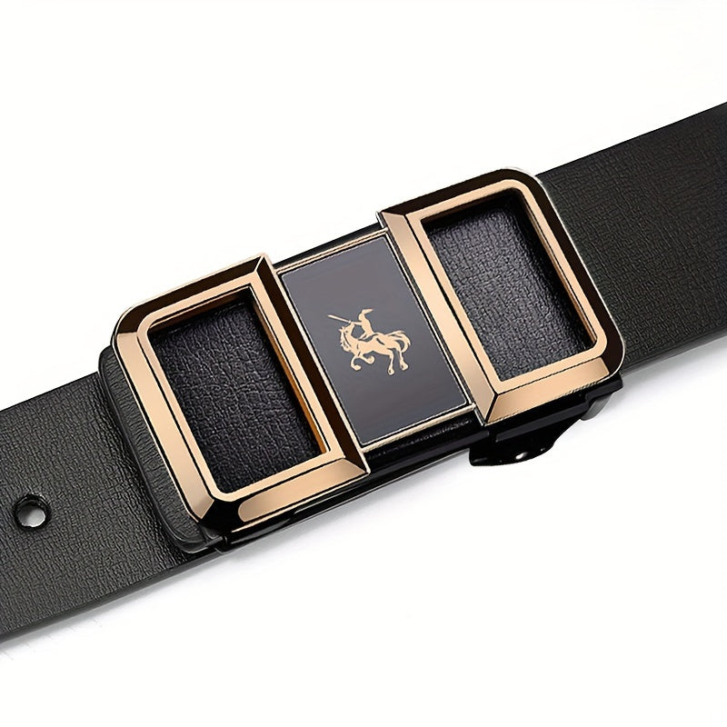 Men's Warrior On Horseback Pattern Buckle PU Leather Belt