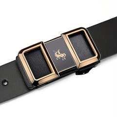 Men's Warrior On Horseback Pattern Buckle PU Leather Belt