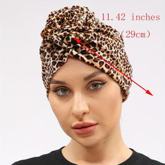 Leopard Print Flower Turban Breathable Bandana Casual Hijab Hat Elastic Beanie