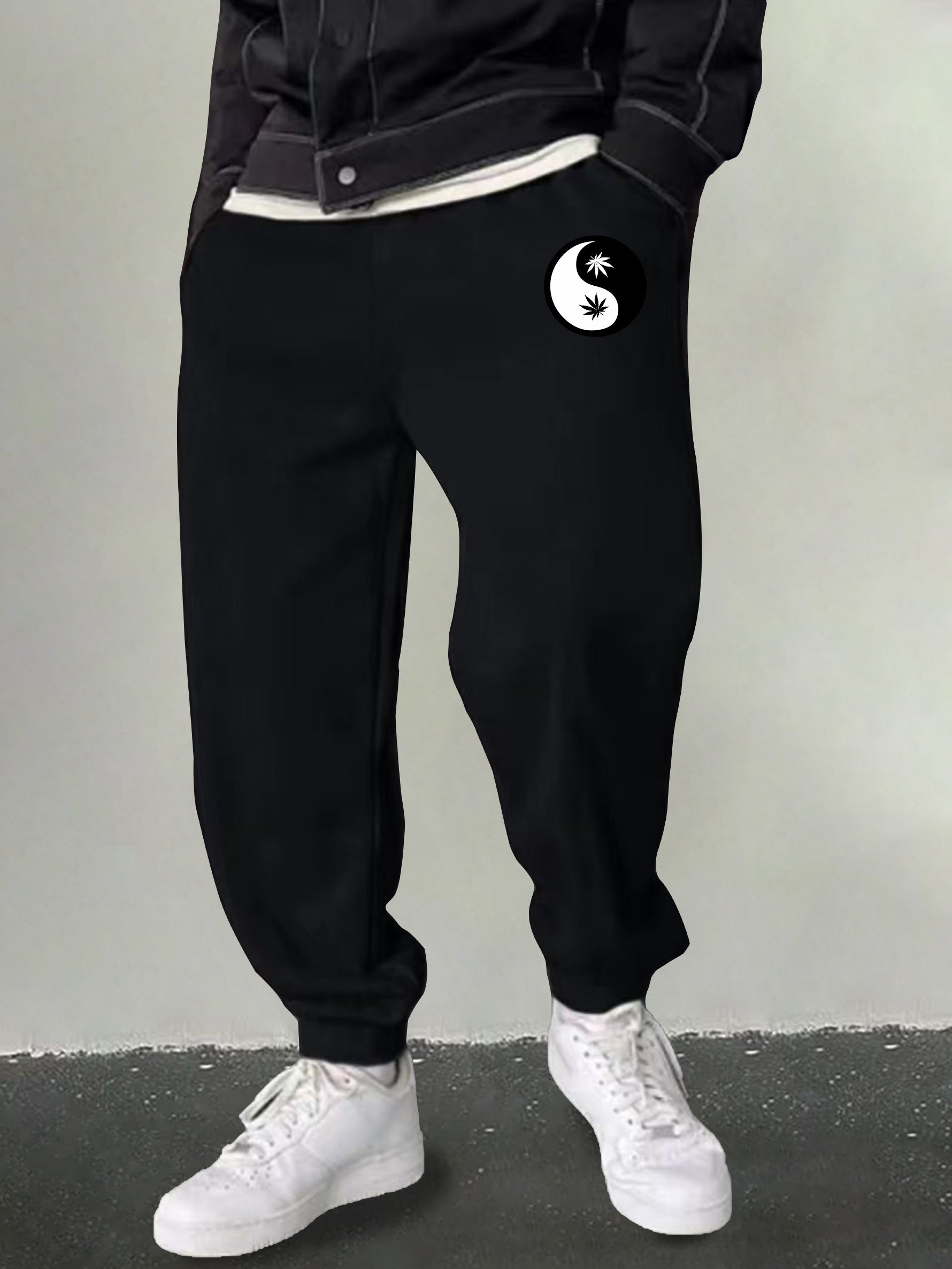 Men's Leaf Graphic Sweatpants Breathable Loose Joggers