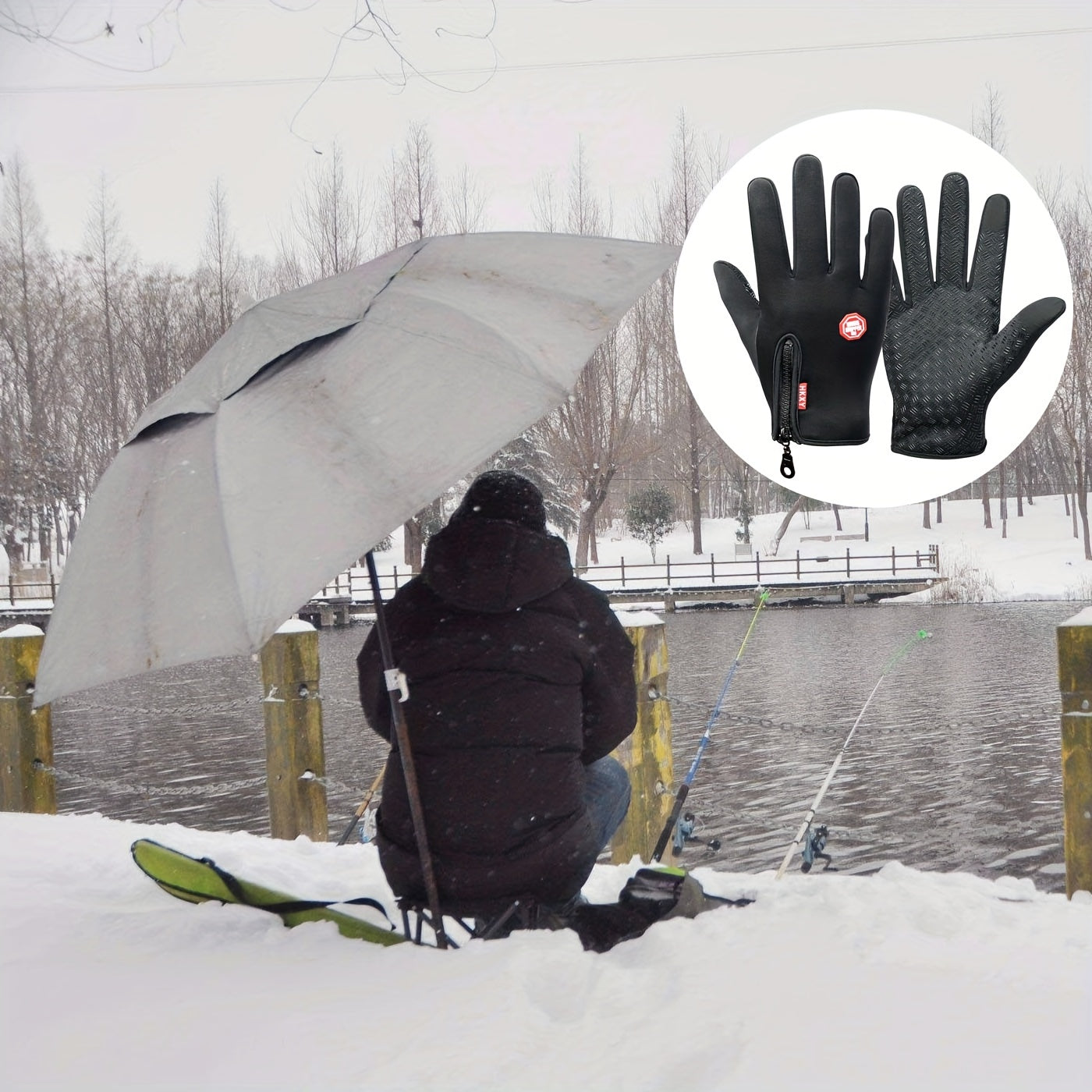 Winter Warm Fishing Gloves Windproof Waterproof Touch Screen Cycling Gloves