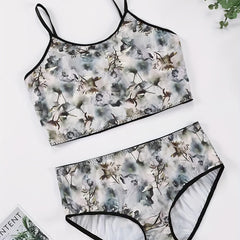 Ink Painting Print Bra & Panty Set